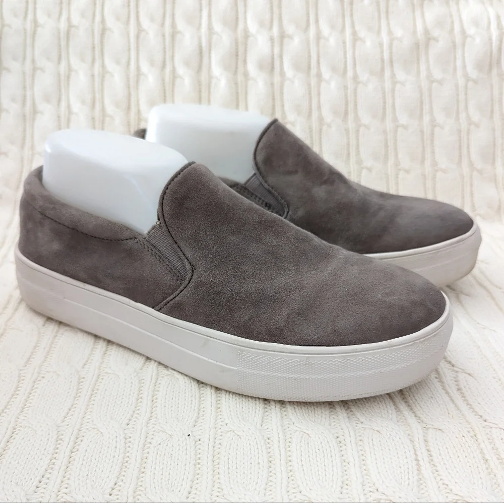 Steve Madden Gills Leather Slip-on Sneakers 9.5 Gray Casual Loafer Style Sneaker